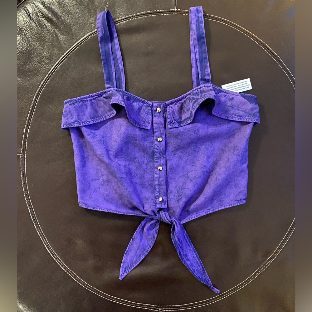 NWT🌺Mimi Chica Tie-Front Crop Top Size S Color Purple